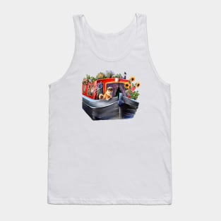 Captain dog. Cool red narrowboat Tank Top